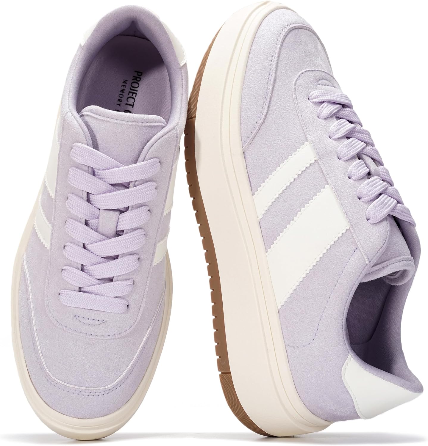 Women's Platform Lace-Up Sneakers - Memory Foam Insole with Non-Slip Sole for Casual Everyday Outfits - 8