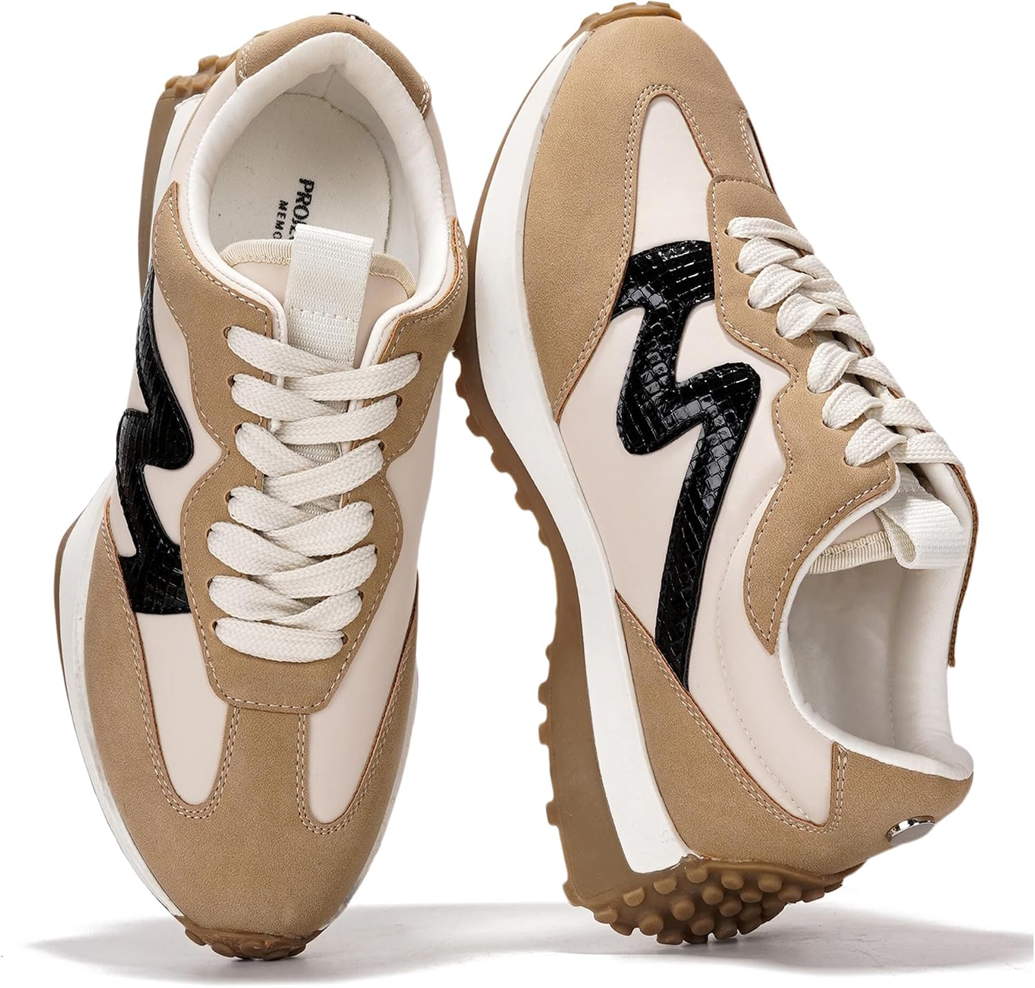 Women's Lace-Up Casual Sneakers - Lightweight Shoes with Memory Foam Insole and Non-Slip Outsole - 8