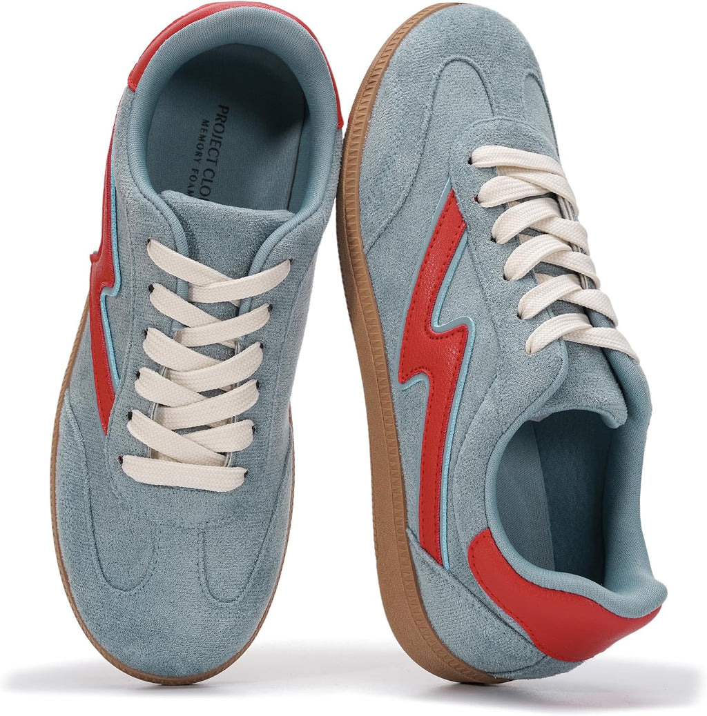 Women's Lace-Up Fashion Sneakers - Memory Foam Insole Casual Shoes for Work, Errands and Weekend Wear - 7