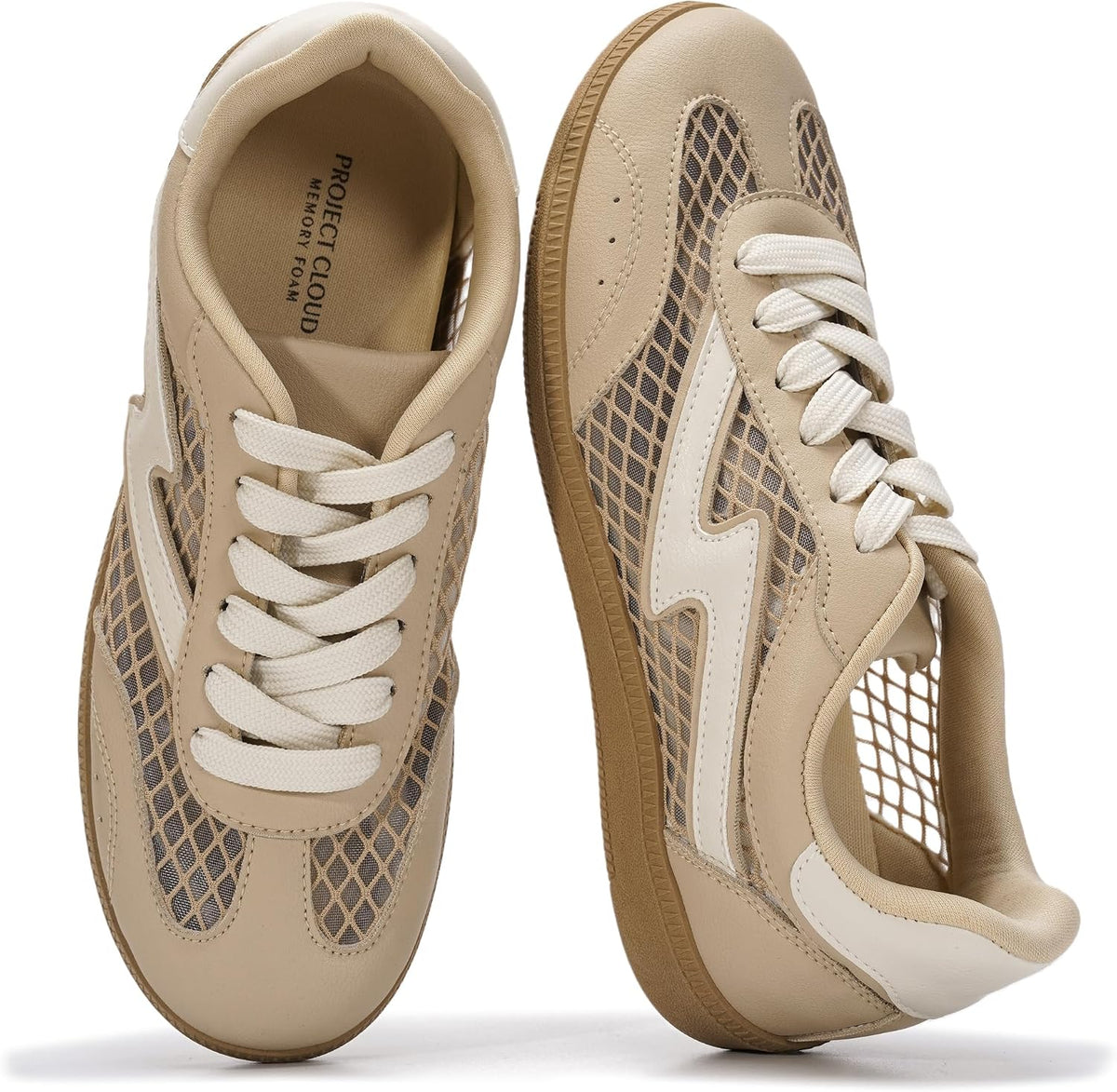 Women's Lace-Up Fashion Sneakers - Memory Foam Insole Casual Shoes for Work, Errands and Weekend Wear - 6