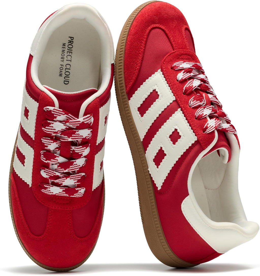 Women's Lace-Up Fashion Sneakers - Memory Foam Insole Casual Shoes for Work, Errands and Weekend Wear - 6