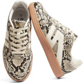 Women's Genuine Leather Retro Sneakers - Gum Sole Tennis Trainers with Anti-Slip Grip for Skate and Walking - 6