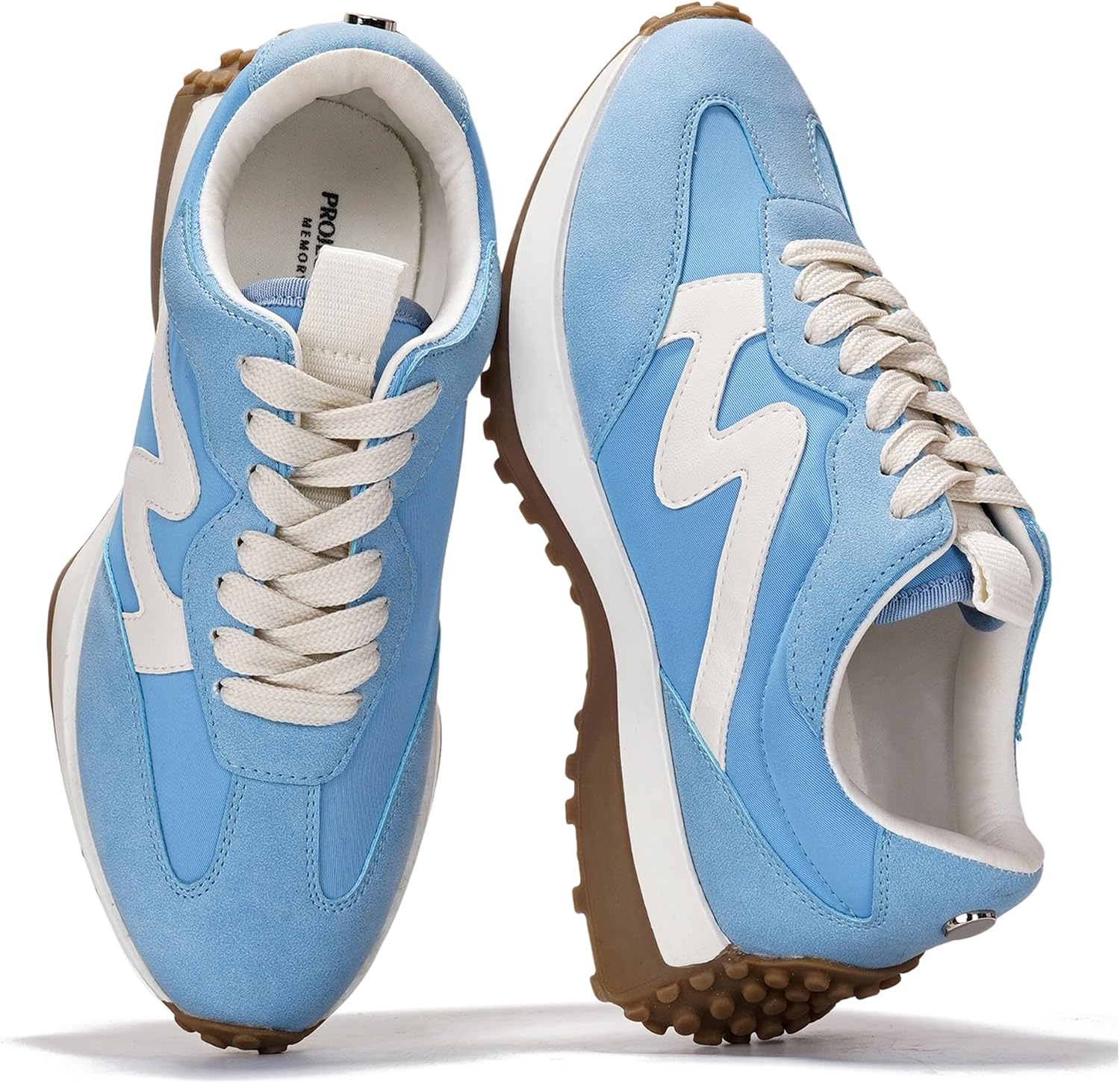 Women's Lace-Up Casual Sneakers - Lightweight Shoes with Memory Foam Insole and Non-Slip Outsole - 9