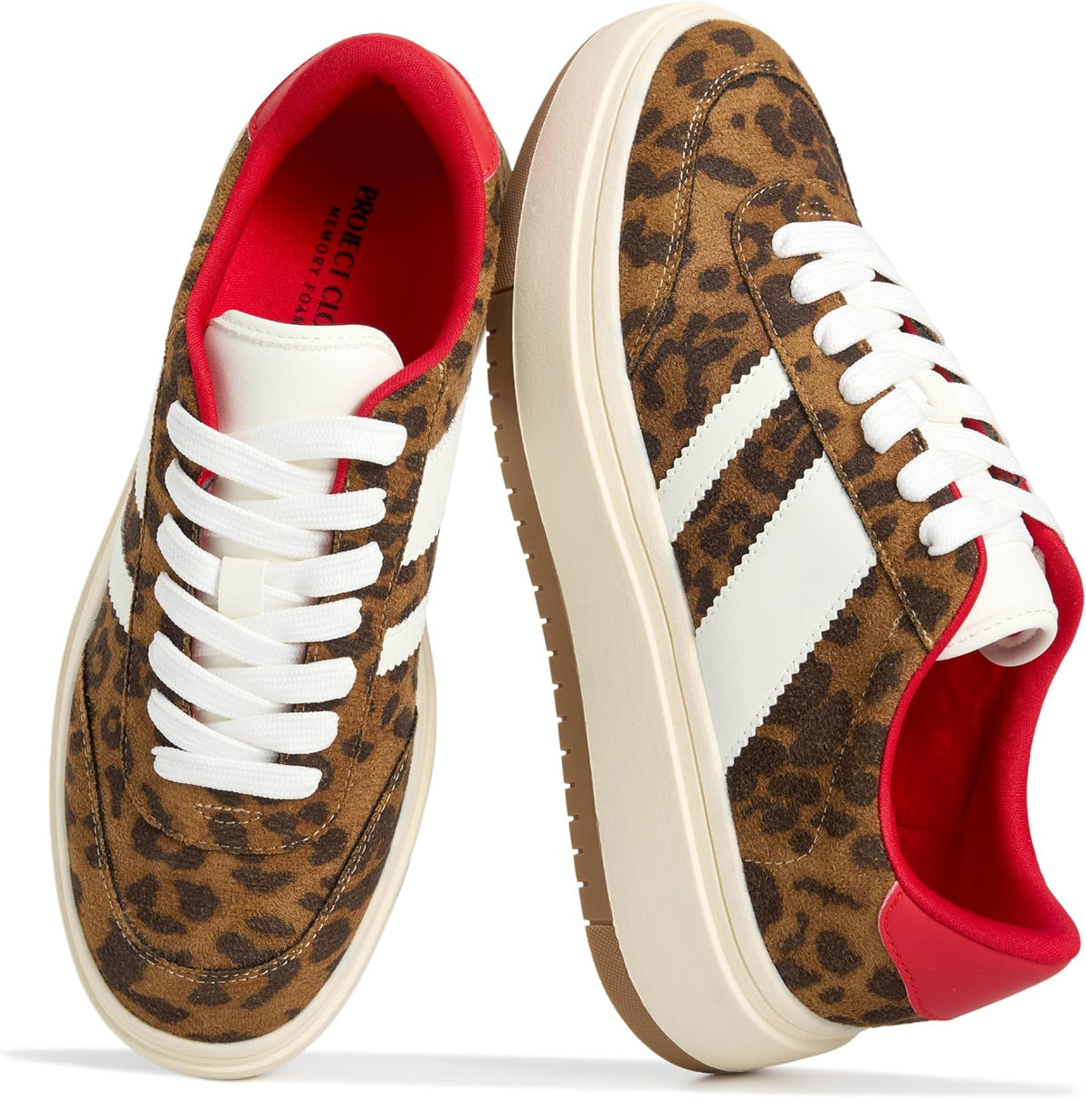 Women's Platform Lace-Up Sneakers - Memory Foam Insole with Non-Slip Sole for Casual Everyday Outfits - 6