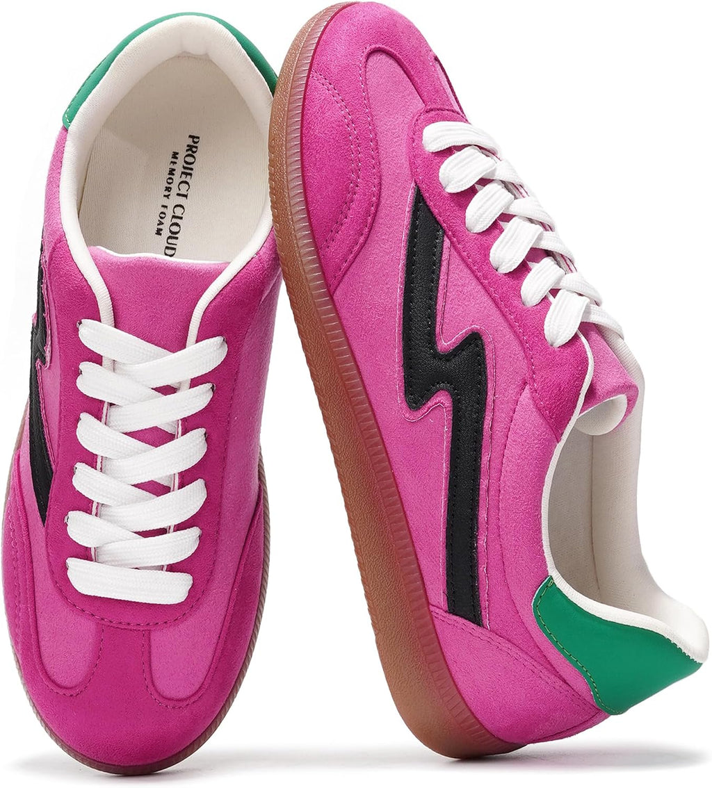 Women's Lace-Up Fashion Sneakers - Memory Foam Insole Casual Shoes for Work, Errands and Weekend Wear - 7
