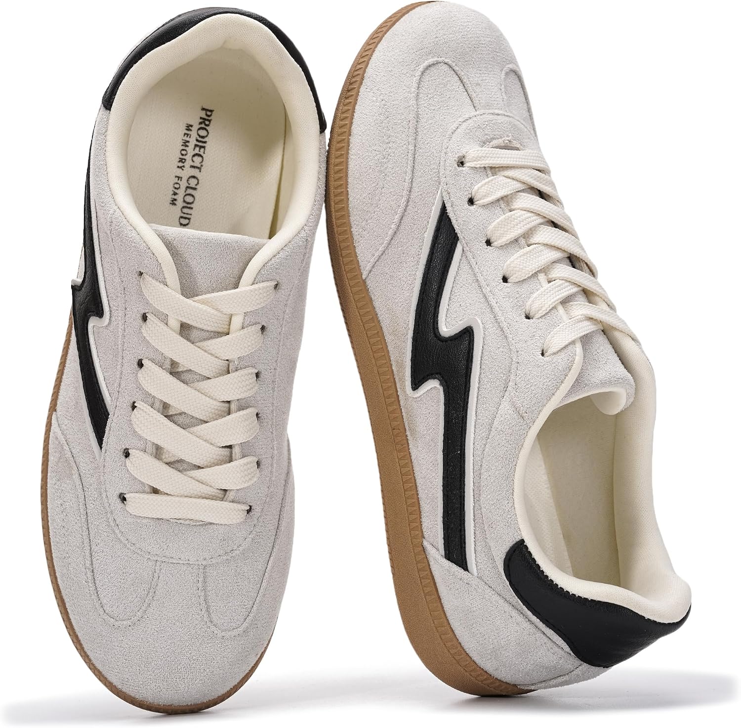 Women's Lace-Up Fashion Sneakers - Memory Foam Insole Casual Shoes for Work, Errands and Weekend Wear - 9
