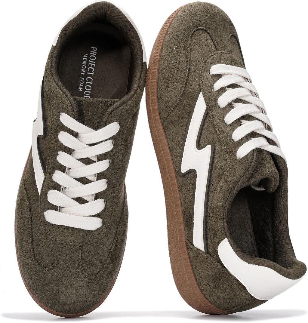 Women's Lace-Up Fashion Sneakers - Memory Foam Insole Casual Shoes for Work, Errands and Weekend Wear - 6