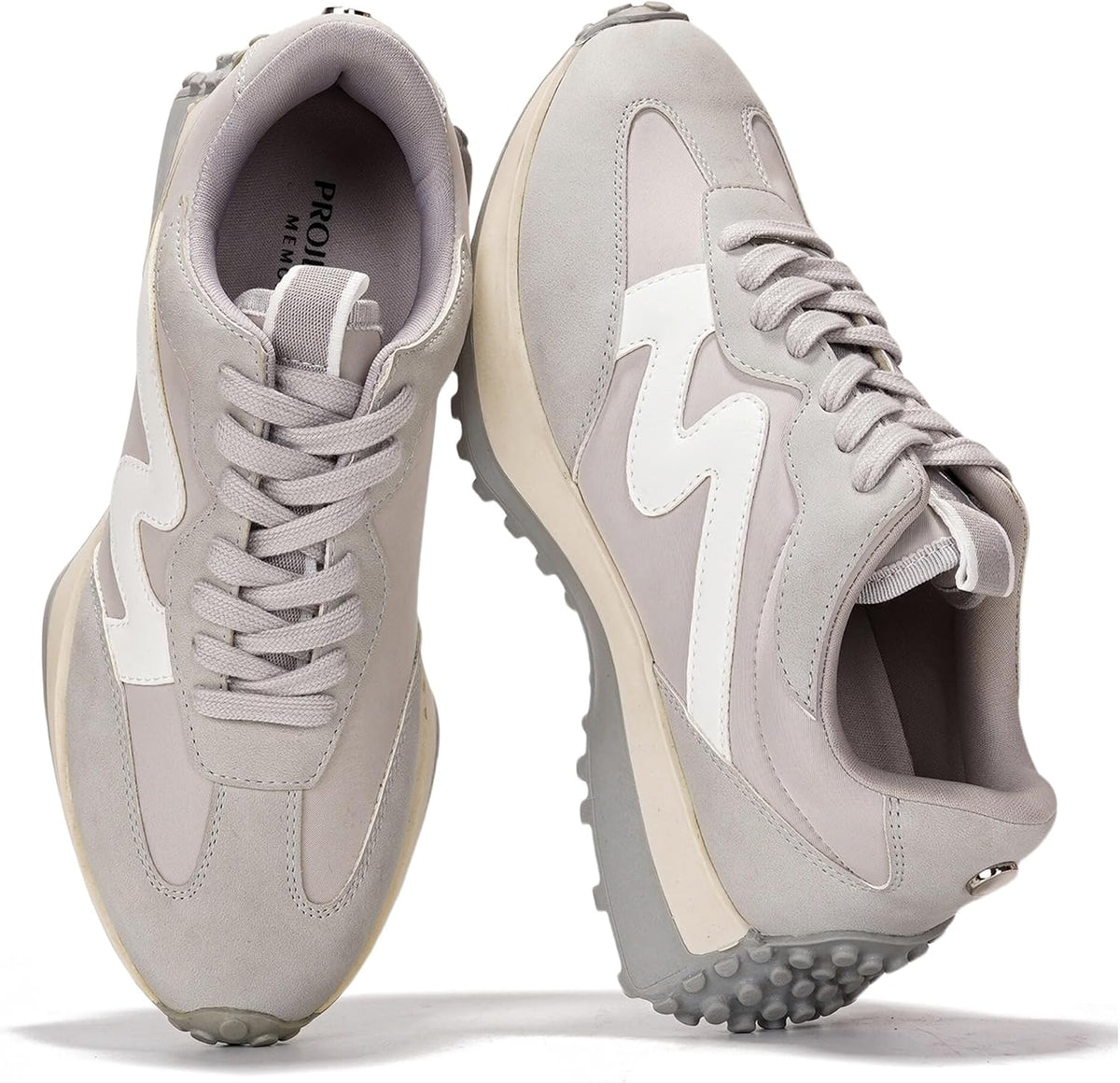 Women's Lace-Up Casual Sneakers - Lightweight Shoes with Memory Foam Insole and Non-Slip Outsole - 8