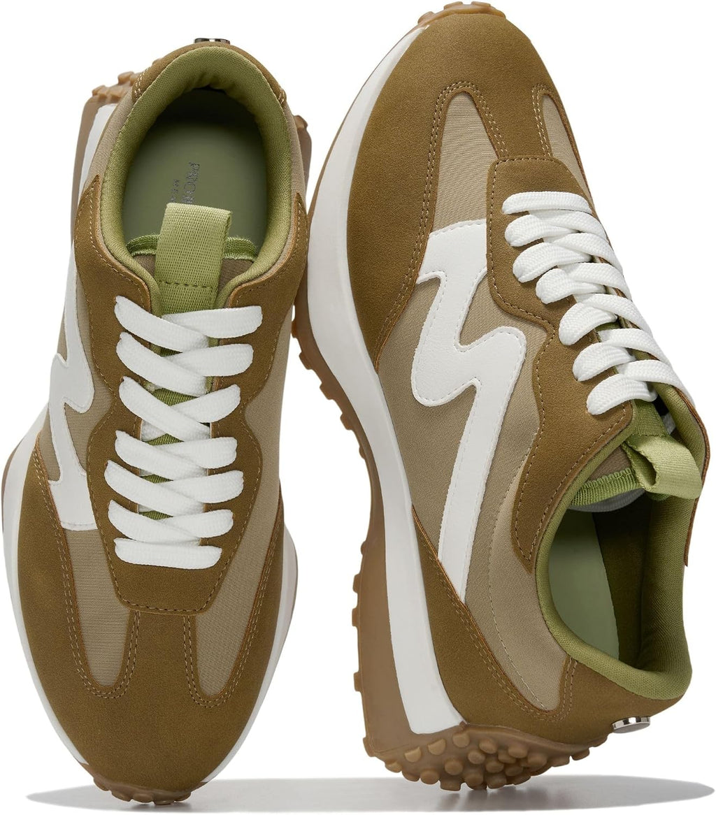 Women's Lace-Up Casual Sneakers - Lightweight Shoes with Memory Foam Insole and Non-Slip Outsole - 6