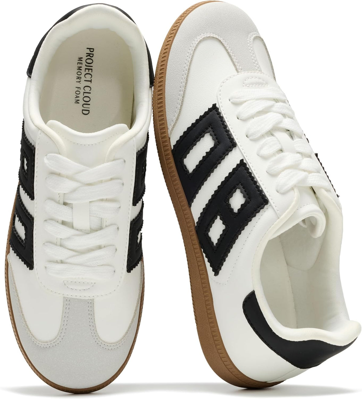 Women's Lace-Up Fashion Sneakers - Memory Foam Insole Casual Shoes for Work, Errands and Weekend Wear - 7