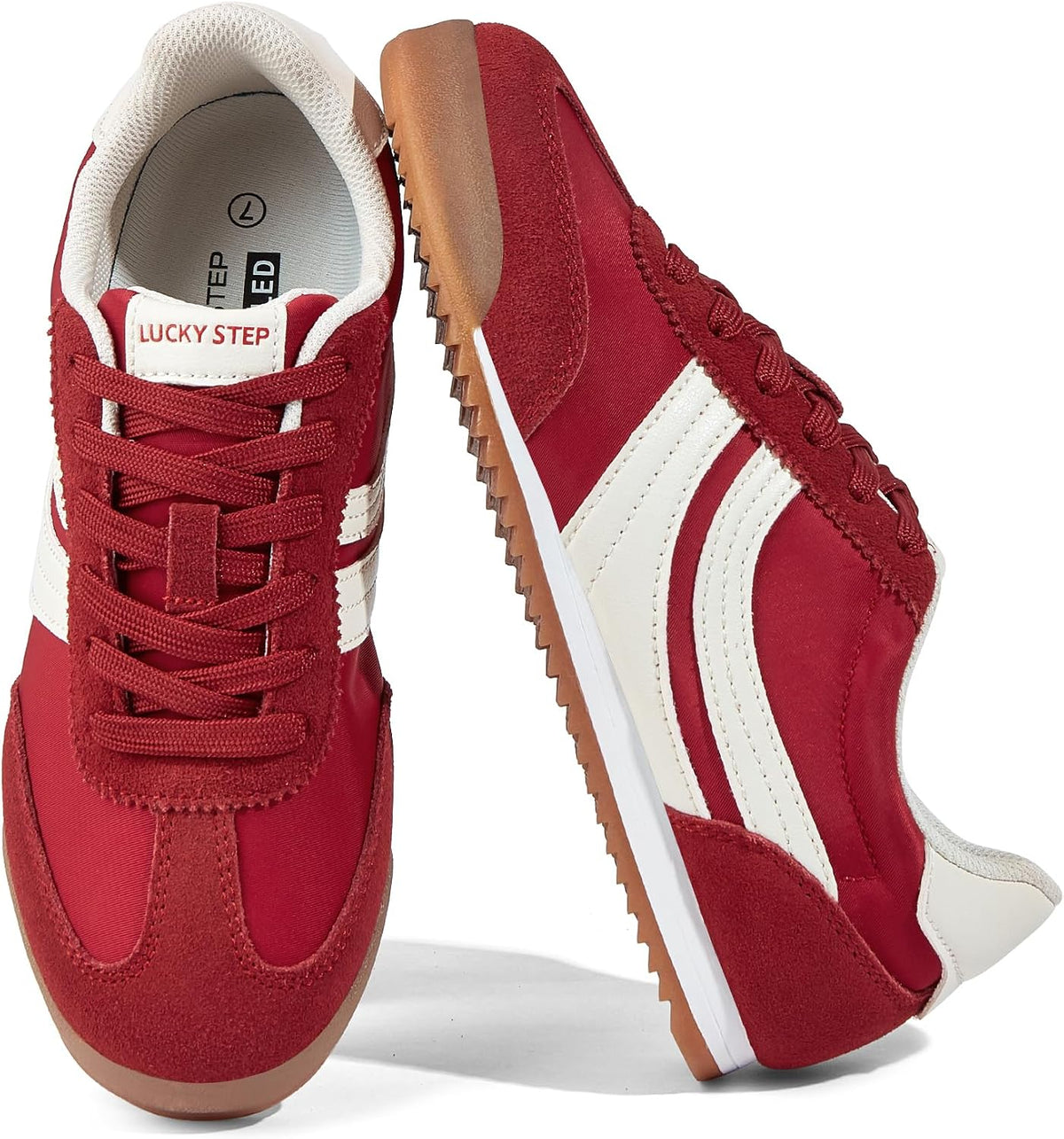 Women's Slim Retro Tennis Sneakers - Thin Sole Lace-Up Trainers for Gym Workouts and Walking - 7