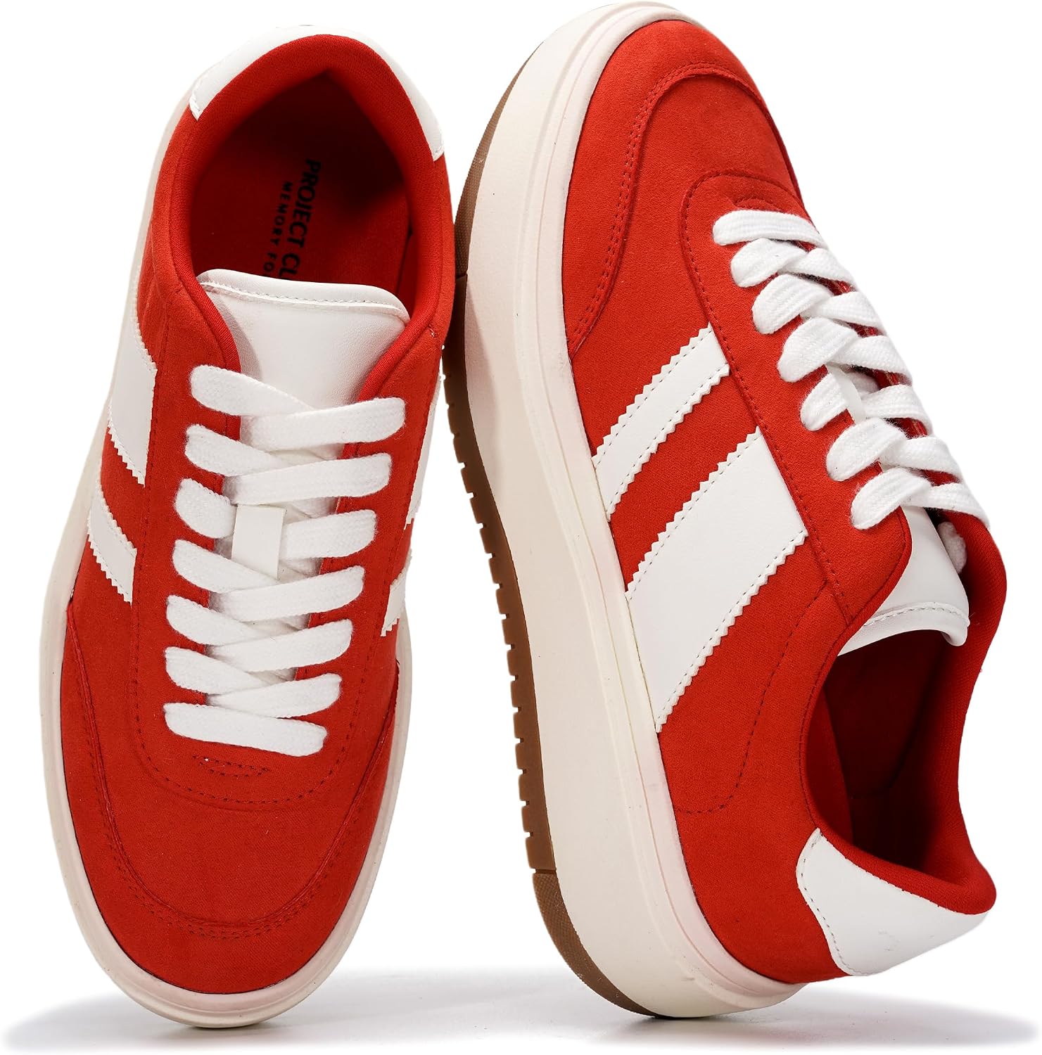 Women's Platform Lace-Up Sneakers - Memory Foam Insole with Non-Slip Sole for Casual Everyday Outfits - 7