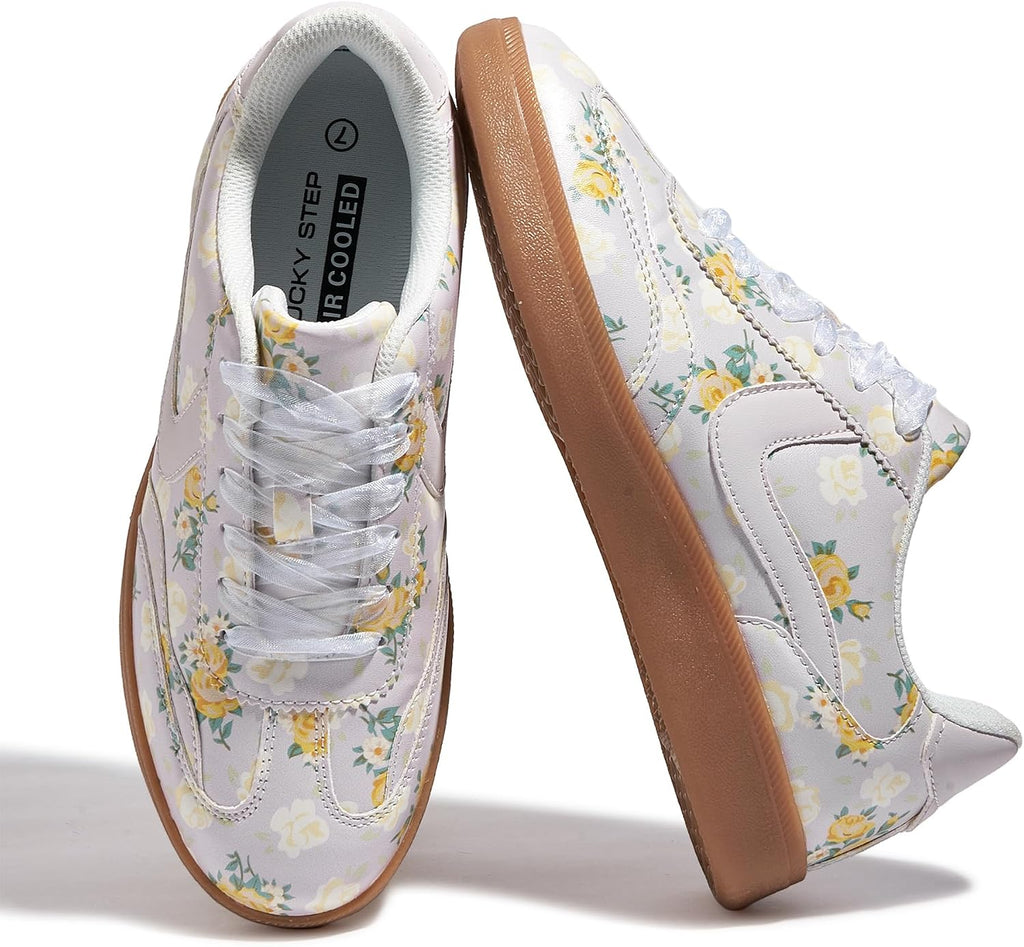 Women's Classic Casual Sneakers - Lace-Up Skate Shoes with Durable Outsole for Walking and Daily Wear - 8