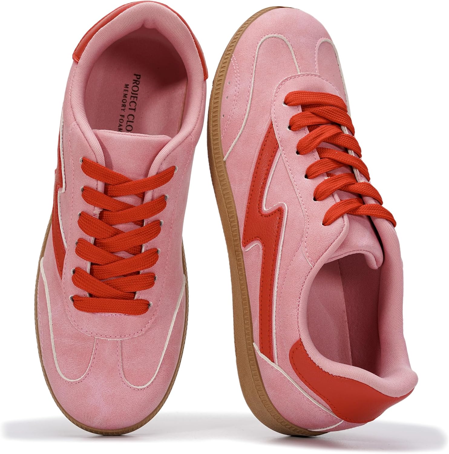 Women's Lace-Up Fashion Sneakers - Memory Foam Insole Casual Shoes for Work, Errands and Weekend Wear - 8
