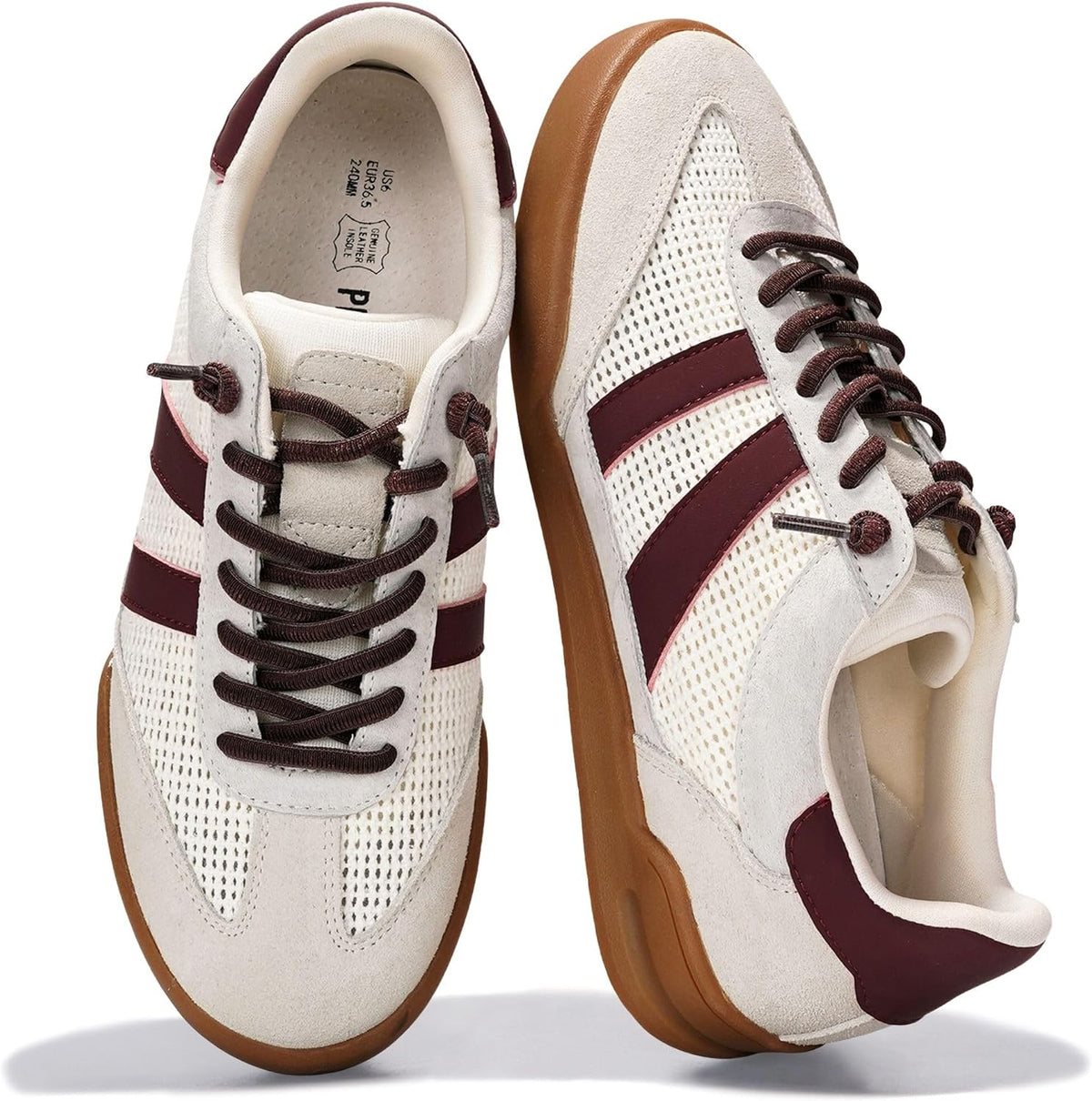Women's Genuine Leather Slip-On Sneakers - Memory Foam Insole and Lightweight Sole for Everyday Walking - 6