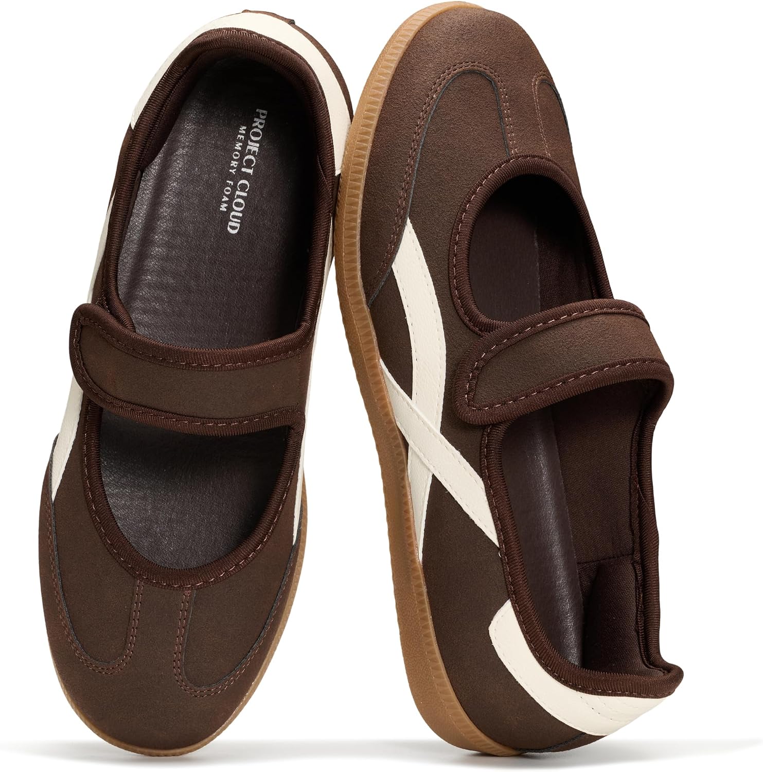Women's Mary Jane Sneakers - Slip-On Casual Shoes with Cushioned Memory Foam Insole for Daily Walking - 6