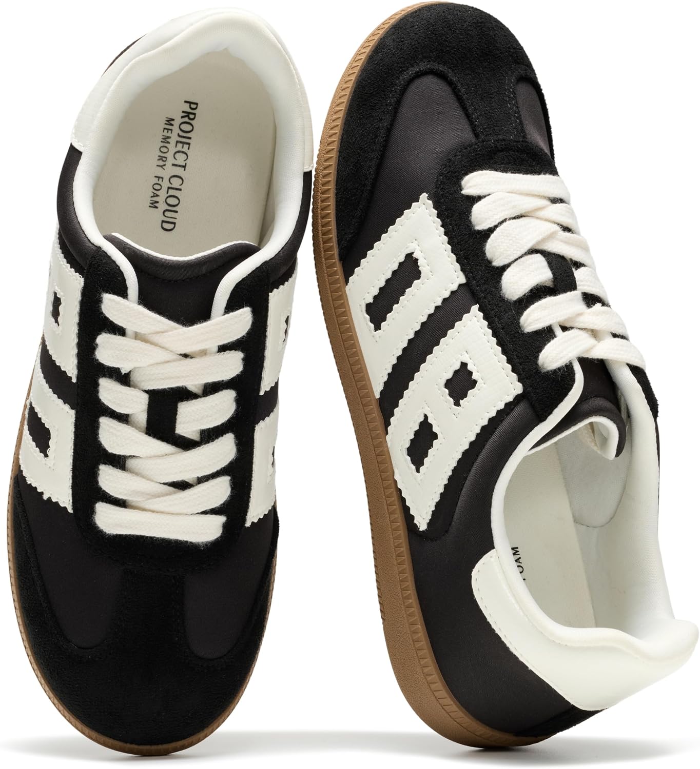 Women's Lace-Up Fashion Sneakers - Memory Foam Insole Casual Shoes for Work, Errands and Weekend Wear - 7