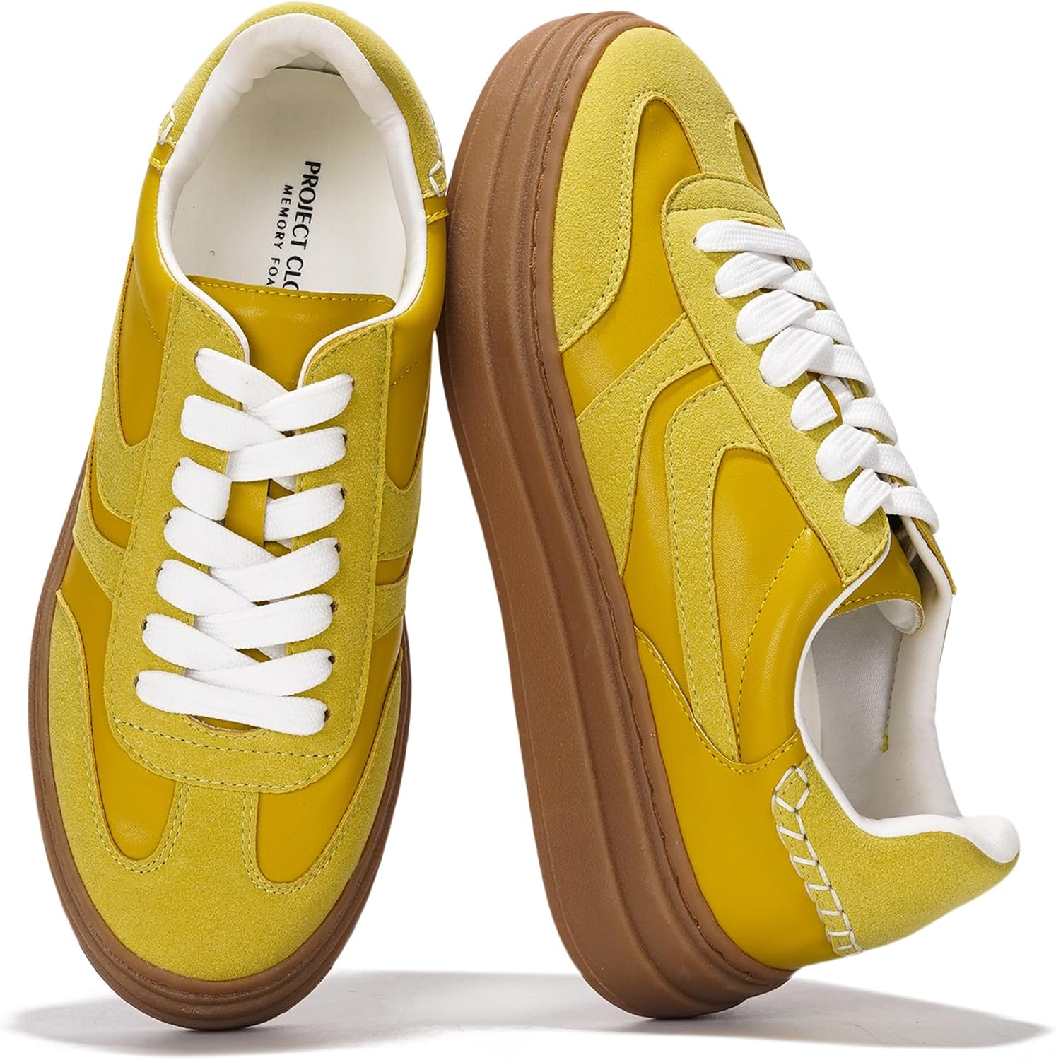 Women's Platform Lace-Up Sneakers - Memory Foam Insole, Non-Slip Sole and Lightweight Build for Daily Walking - 6