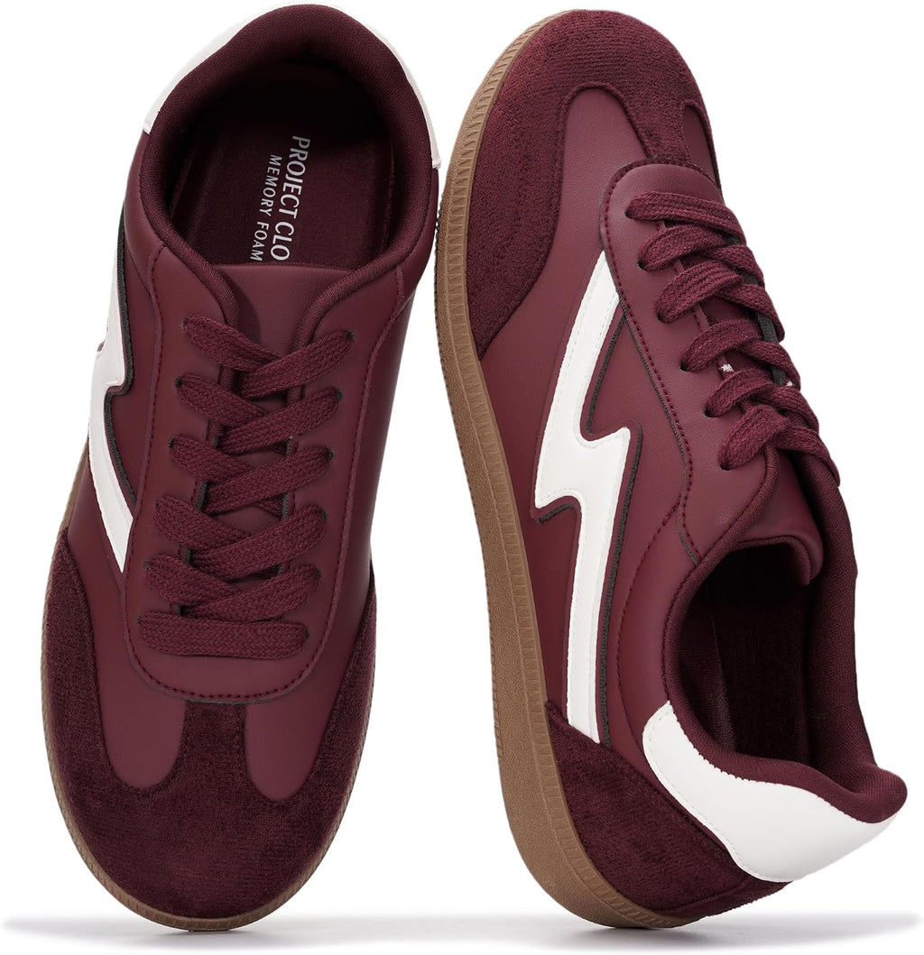 Women's Lace-Up Fashion Sneakers - Memory Foam Insole Casual Shoes for Work, Errands and Weekend Wear - 6