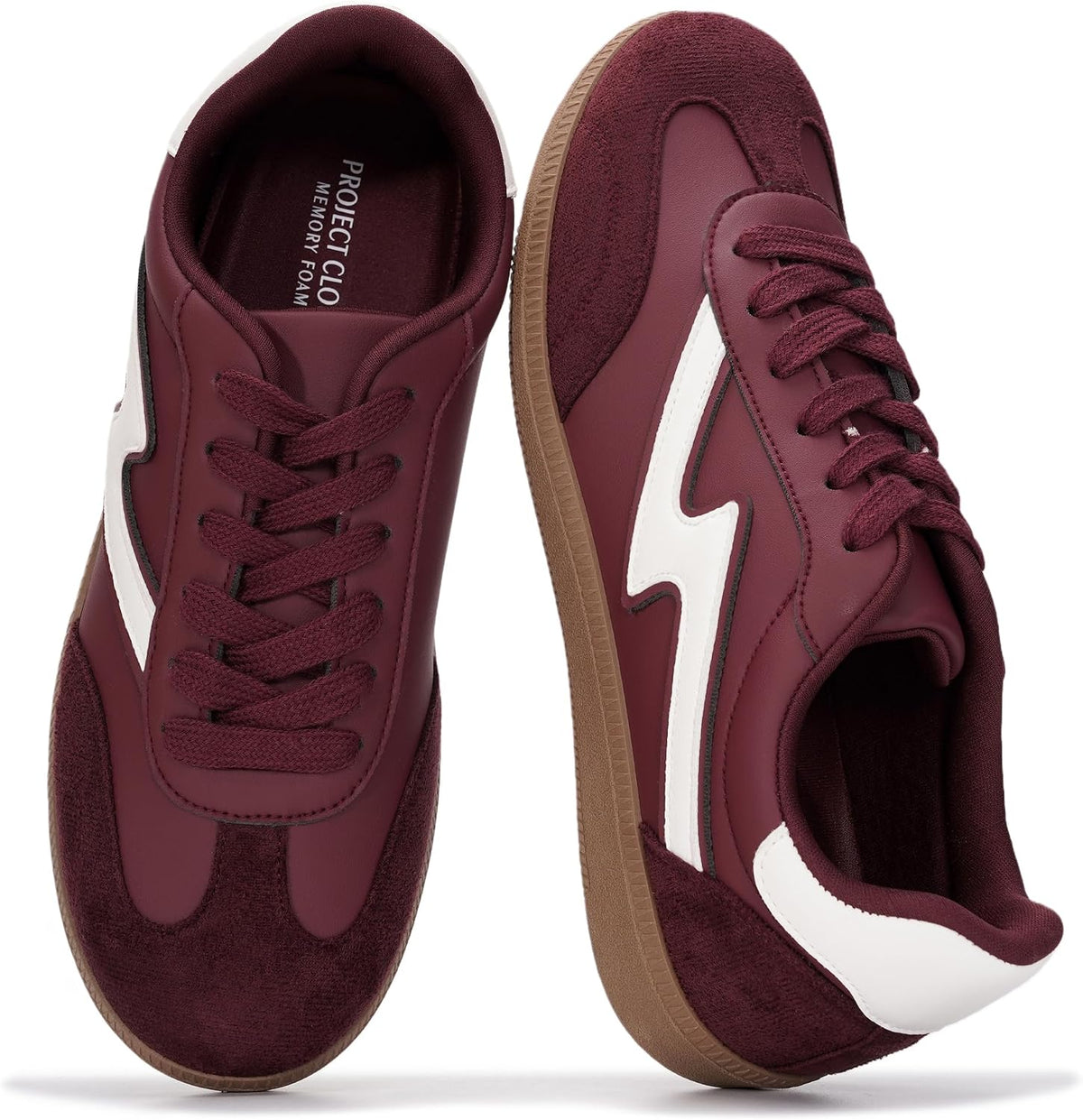 Women's Lace-Up Fashion Sneakers - Memory Foam Insole Casual Shoes for Work, Errands and Weekend Wear - 6