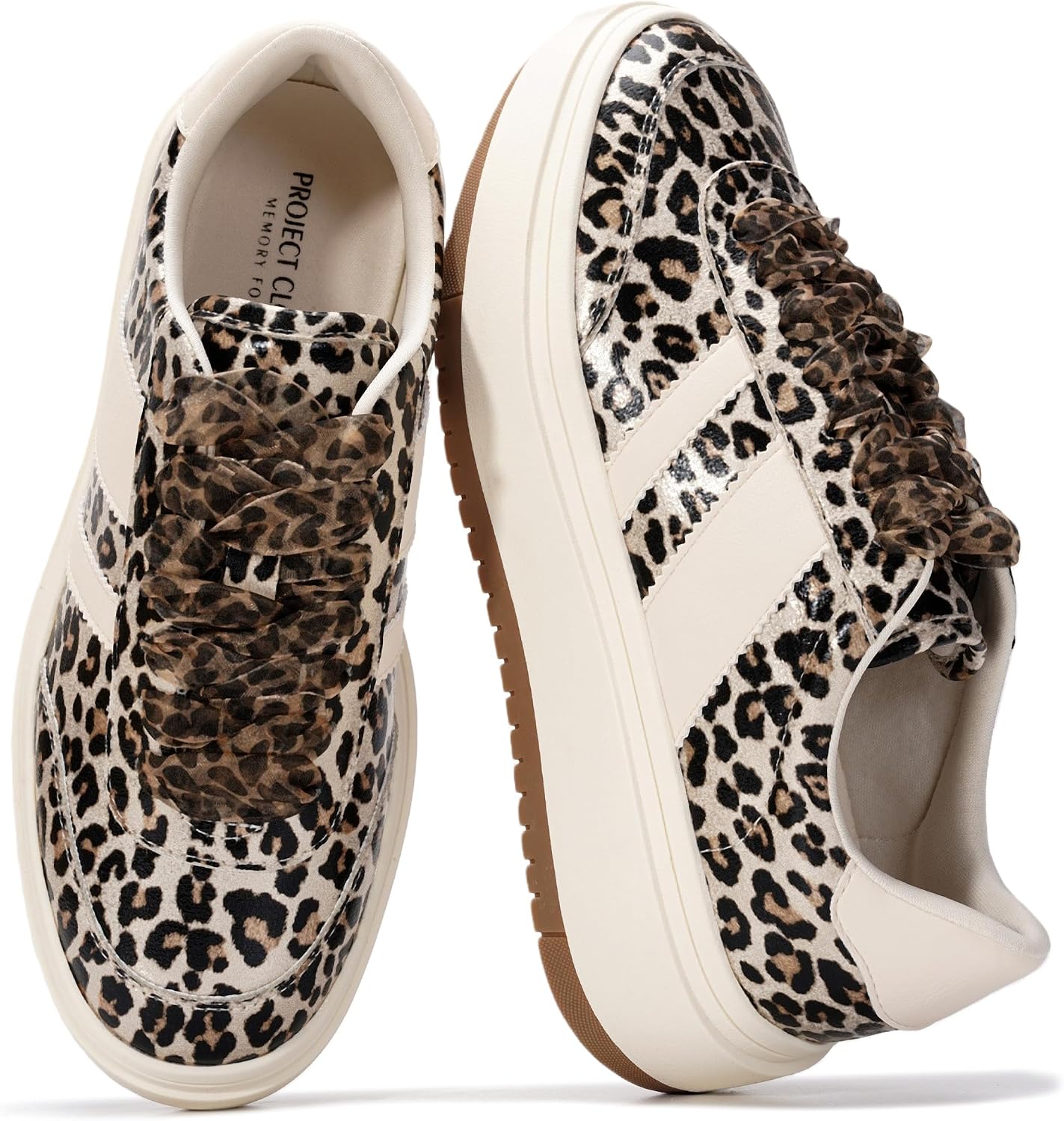 Women's Platform Lace-Up Sneakers - Memory Foam Insole with Non-Slip Sole for Casual Everyday Outfits - 7
