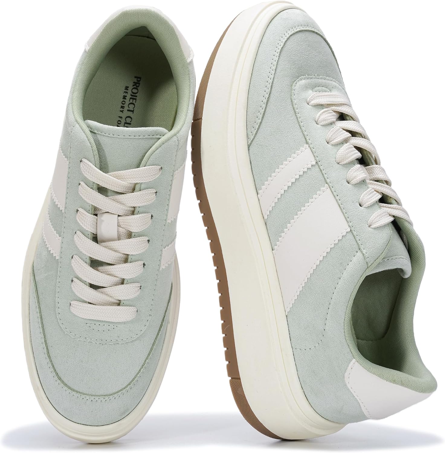 Women's Platform Lace-Up Sneakers - Memory Foam Insole with Non-Slip Sole for Casual Everyday Outfits - 7