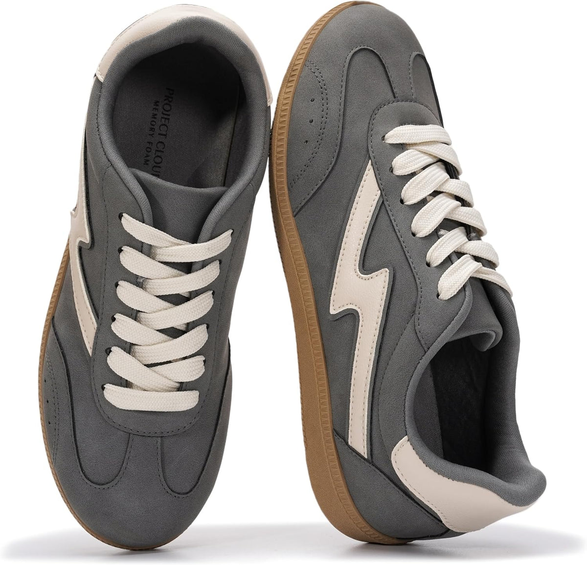 Women's Lace-Up Fashion Sneakers - Memory Foam Insole Casual Shoes for Work, Errands and Weekend Wear - 6
